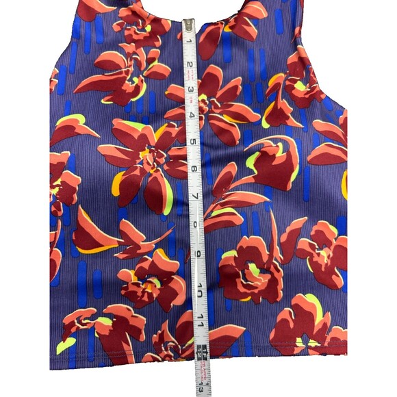 Athleta Floral Racerback Crop Top Built In Bra size Large Purple Pink D51 - Picture 8 of 9